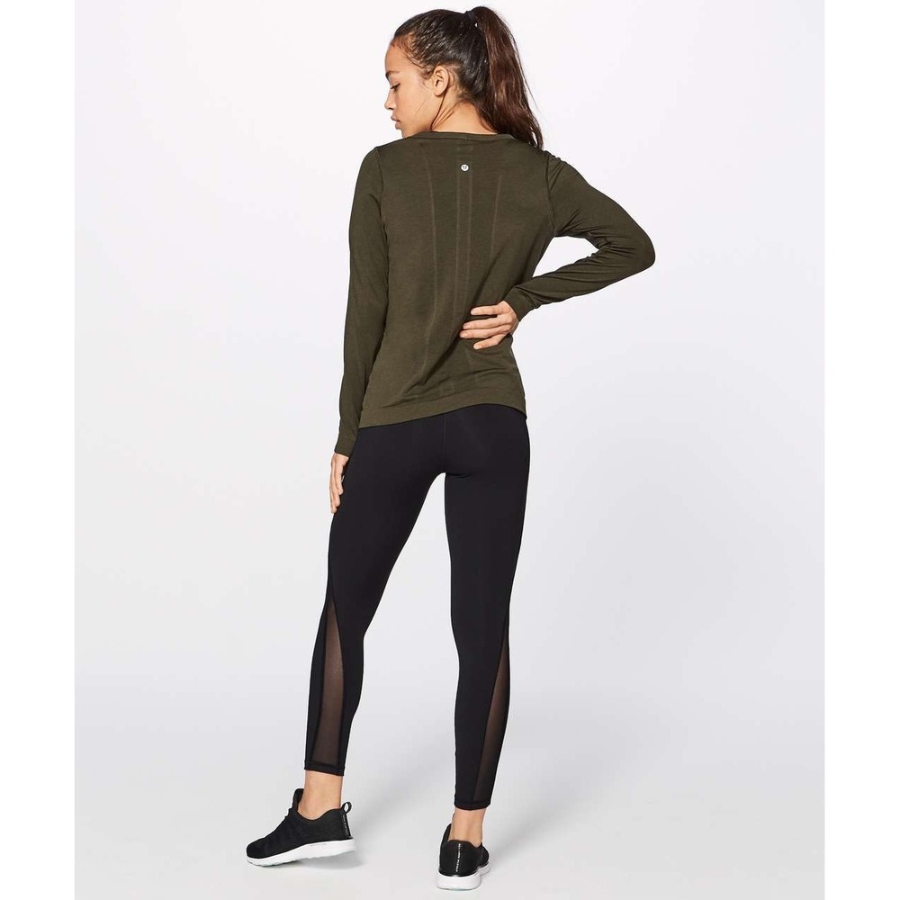 Lululemon Womens Swiftly Relaxed Long Sleeve Size 10 Dark Olive Activewear